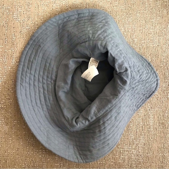 Zara Cotton Linen Blend Terry Bucket Hat - Blue - Picture 3 of 6